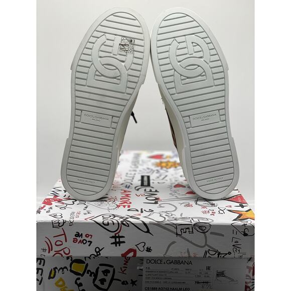 Dolce & Gabbana Leopard-Print Portofino Low-Top Sneakers sz. 38.5 EU (8.5 US) - Picture 10 of 11